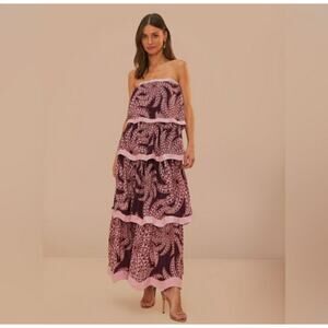 FARM RIO NWT Burgundy Bananada Midi Dress Medium